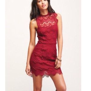 🍒Free People Intimately Red Lace Daydream Dress - Holiday Red
